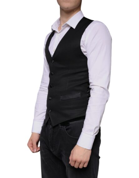 Black Wool Waistcoat Dress Formal Vest - Image 3