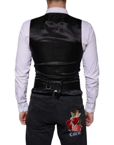 Black Wool Waistcoat Dress Formal Vest - Image 4