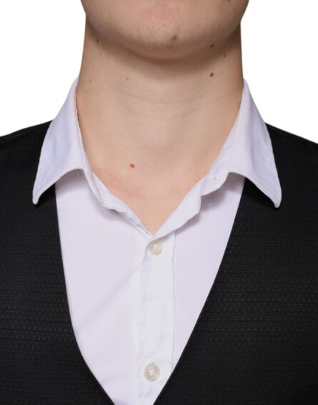 Black Wool Waistcoat Dress Formal Vest - Image 5