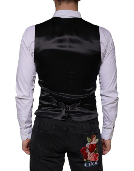 Black Wool Waistcoat Dress Formal Vest - Image 4