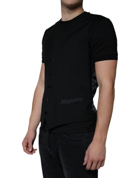 Black Wool Formal Dress Men Waistcoat Vest - Image 3