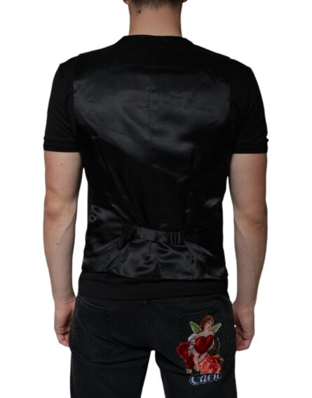 Black Wool Formal Dress Men Waistcoat Vest - Image 4