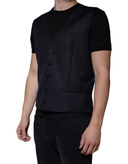 Black Wool Waistcoat Dress Formal Vest - Image 3