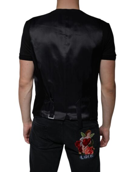 Black Wool Waistcoat Dress Formal Vest - Image 4