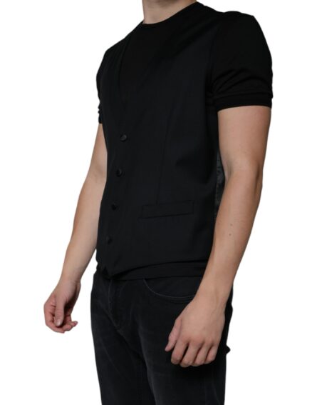 Black Wool Waistcoat Dress Formal Vest - Image 3