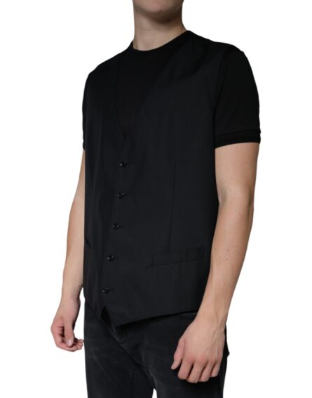 Black Wool Waistcoat Dress Formal Vest - Image 3