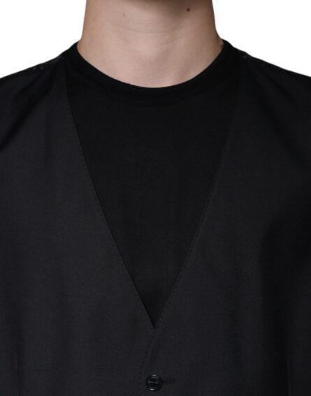 Black Wool Waistcoat Dress Formal Vest - Image 5
