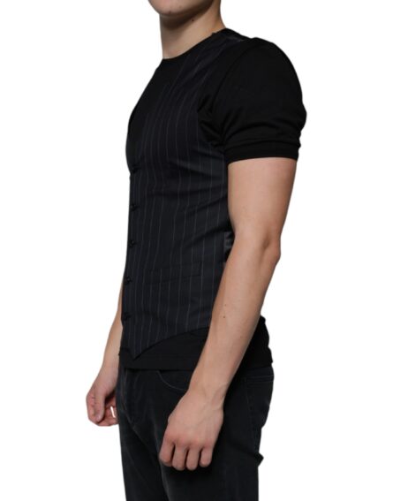Black Leather Waistcoat Dress Formal Vest - Image 3