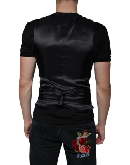 Black Leather Waistcoat Dress Formal Vest - Image 4