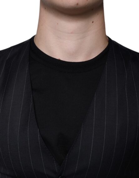 Black Leather Waistcoat Dress Formal Vest - Image 5