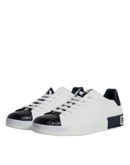 White Leather Logo Portofino Sneaker Shoes - Image 3