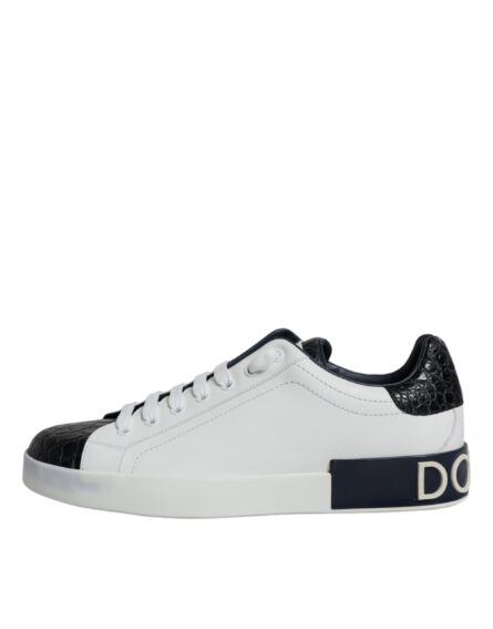 White Leather Logo Portofino Sneaker Shoes - Image 5