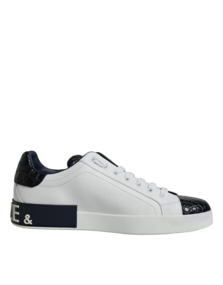 White Leather Logo Portofino Sneaker Shoes - Image 6