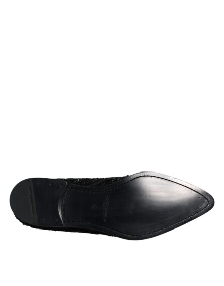 Black Embellished Suede Derby Formal Shoes - Image 8