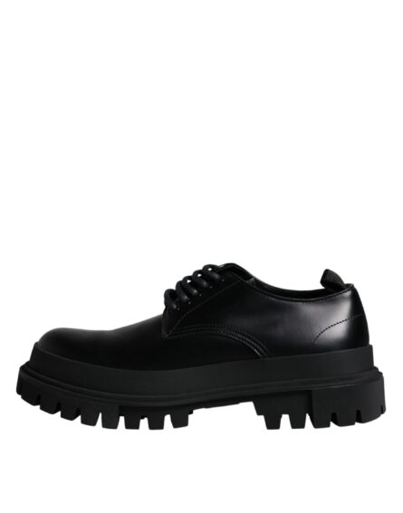 Black Leather Lace Up Trekking Dress Shoes - Image 5