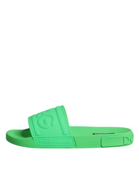 Green Leather Slides Sandals Beachwear Shoes - Image 5