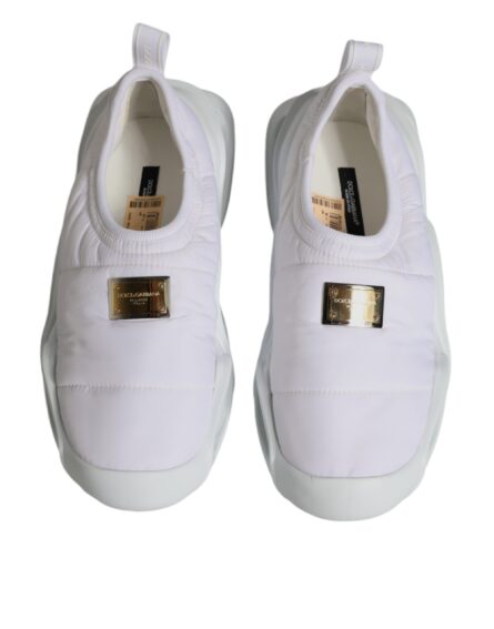 White Padded Fabric Low Top Sneakers Shoes - Image 2