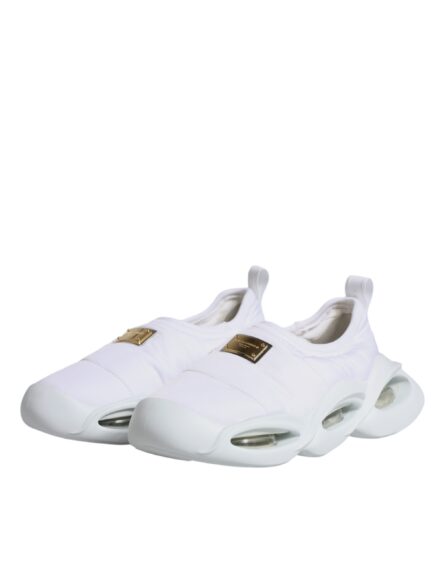 White Padded Fabric Low Top Sneakers Shoes - Image 3