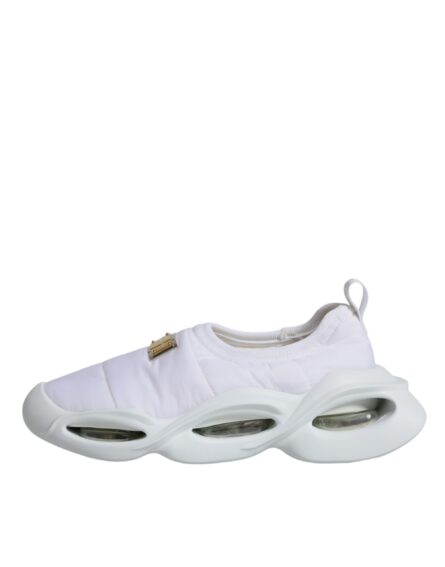 White Padded Fabric Low Top Sneakers Shoes - Image 5