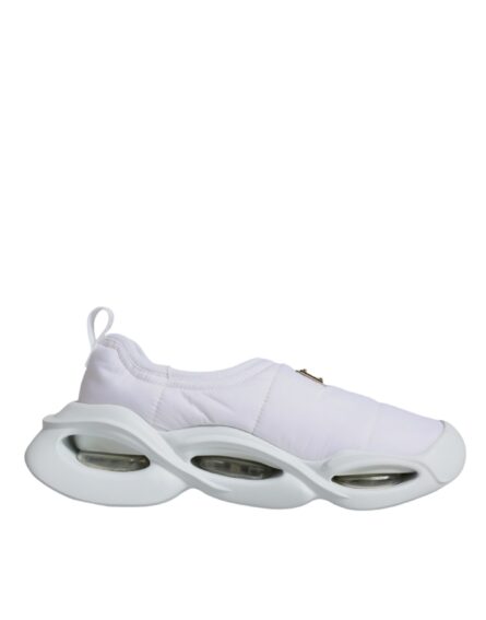 White Padded Fabric Low Top Sneakers Shoes - Image 7