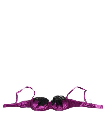 Purple Silk Underwired Balconette Bra Underwear - Image 2