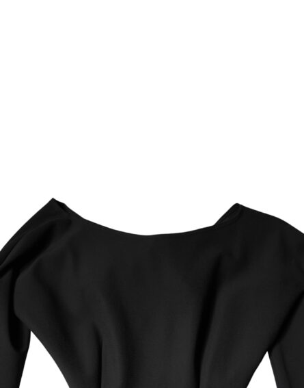 Black Viscose Cut Out A-line Long Sleeves Mini Dress - Image 7