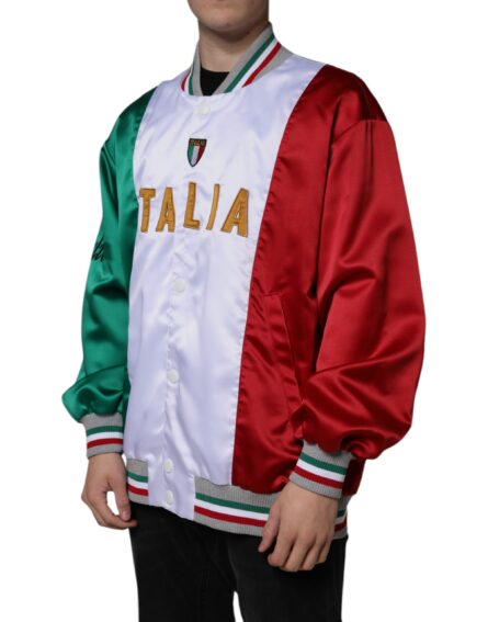 Multicolor Italia Button Down Bomber Jacket - Image 3