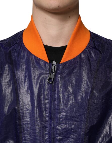 Blue Cotton Stretch Full Zip Bomber Jacket - Image 5