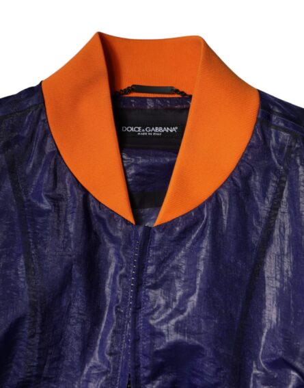 Blue Cotton Stretch Full Zip Bomber Jacket - Image 7