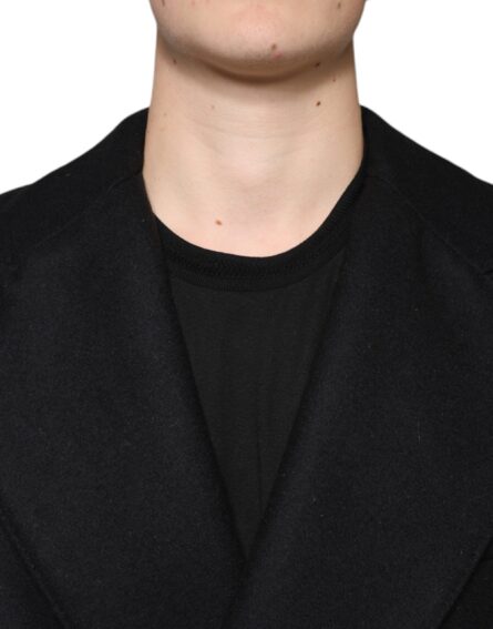 Black Wool Double Breasted Men Coat Jacket - Image 5