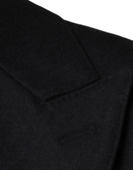Black Wool Double Breasted Men Coat Jacket - Image 6