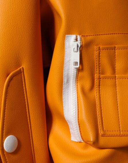 Orange White Full Zip Jersey Bomber Jacket - Image 6