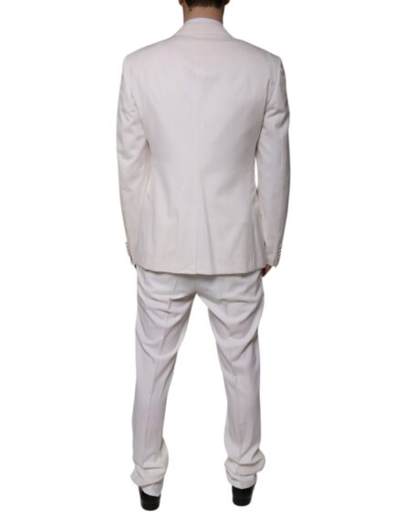 White Wool Silk 3 Piece SlimFit Formal Suit - Image 4