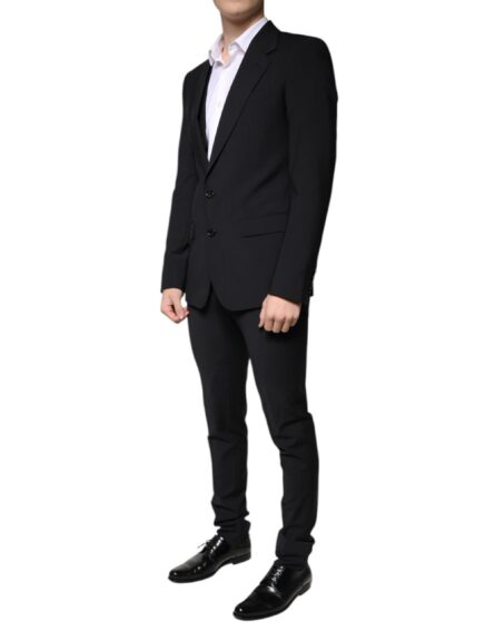 Black Wool 3 Piece Slim Fit Formal Men Suit - Image 3
