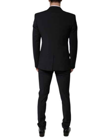Black Wool 3 Piece Slim Fit Formal Men Suit - Image 4