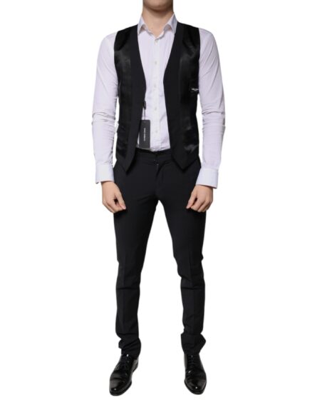 Black Wool 3 Piece Slim Fit Formal Men Suit - Image 8