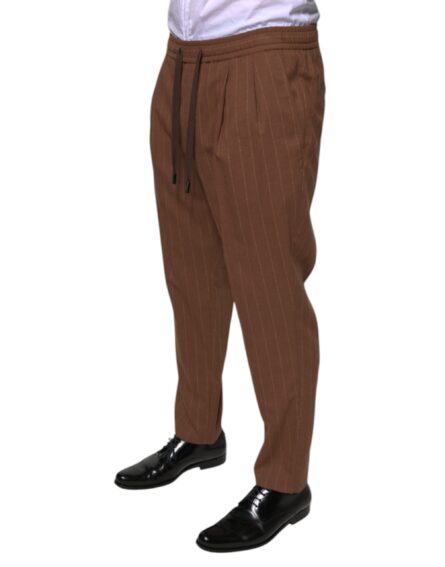 Brown Stripes Skinny Men Dress Pants - Image 3