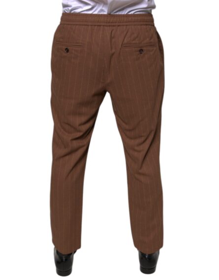 Brown Stripes Skinny Men Dress Pants - Image 4