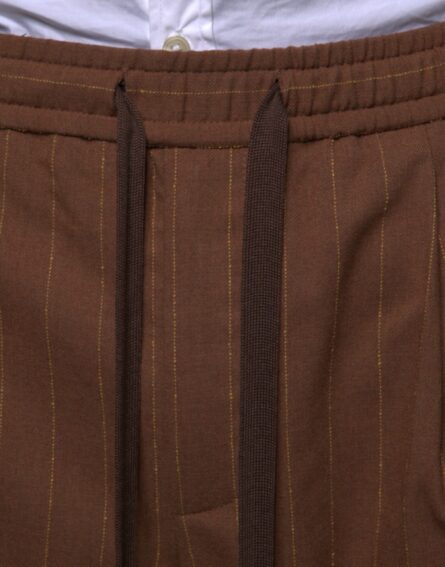 Brown Stripes Skinny Men Dress Pants - Image 5