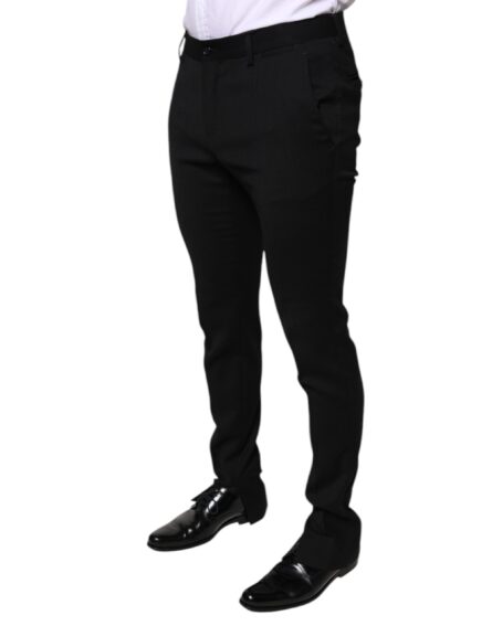Black Wool Skinny Formal Dress Pants - Image 3
