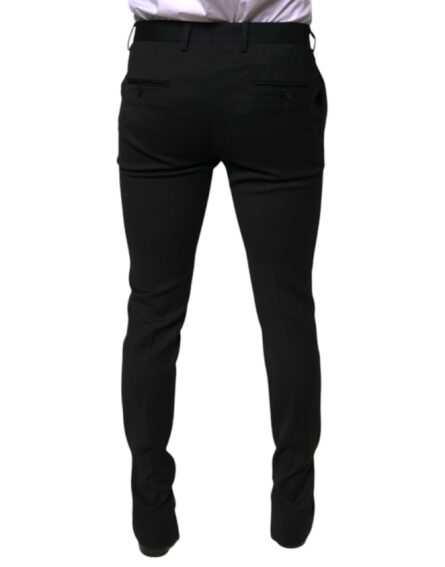 Black Wool Skinny Formal Dress Pants - Image 4