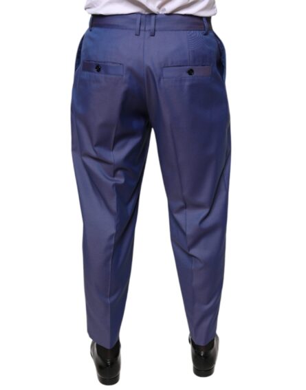Blue Wool Tapered Formal Dress Pants - Image 4