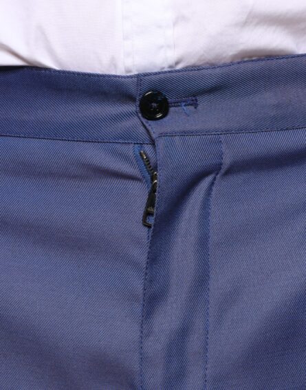 Blue Wool Tapered Formal Dress Pants - Image 5