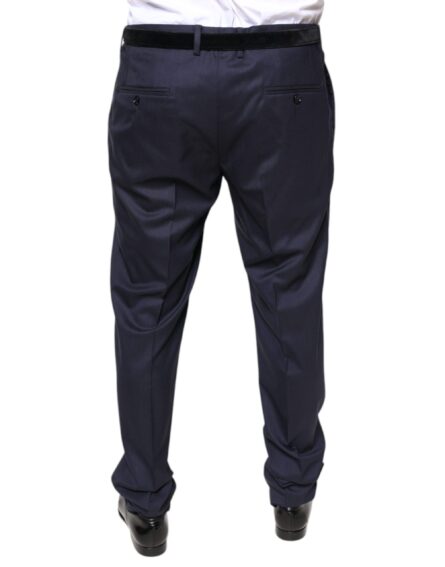 Blue Wool Skinny Formal Dress Pants - Image 4