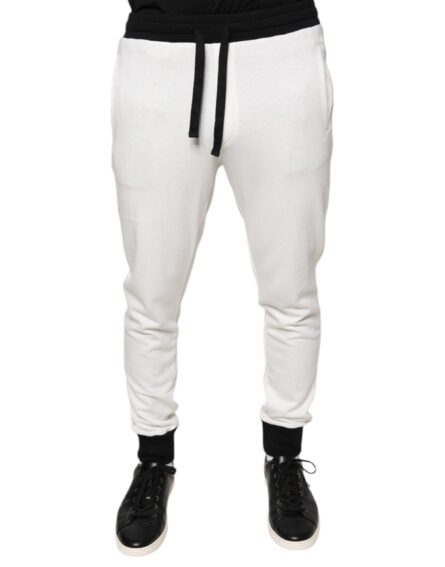 White Cotton Slim Men Jogger Sweatpants Pants - Image 2