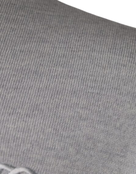 Light Gray Wool Crew Neck Pullover Sweater - Image 4