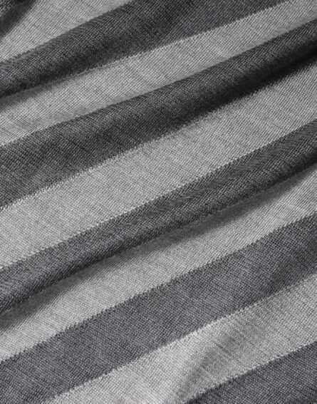 Gray Stripes Long Sleeve Round Neck Pullover Sweater - Image 7