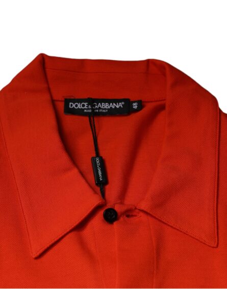 Orange Cotton Button Down Casual Polo Shirt - Image 7