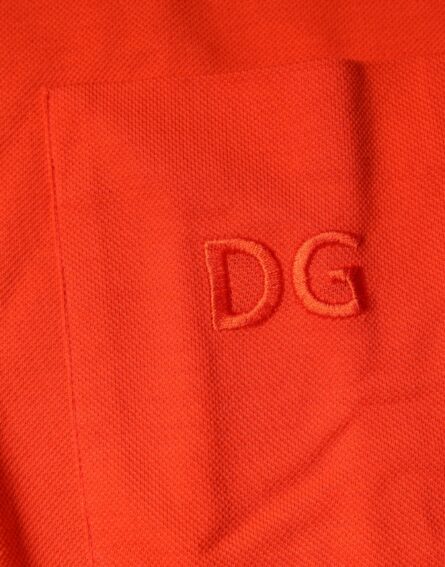 Orange Cotton Button Down Casual Polo Shirt - Image 8