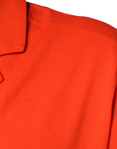 Orange Cotton Button Down Casual Polo Shirt - Image 6